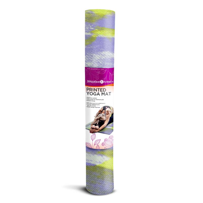 Printed Yoga Mat with Grey and Light Blue Design