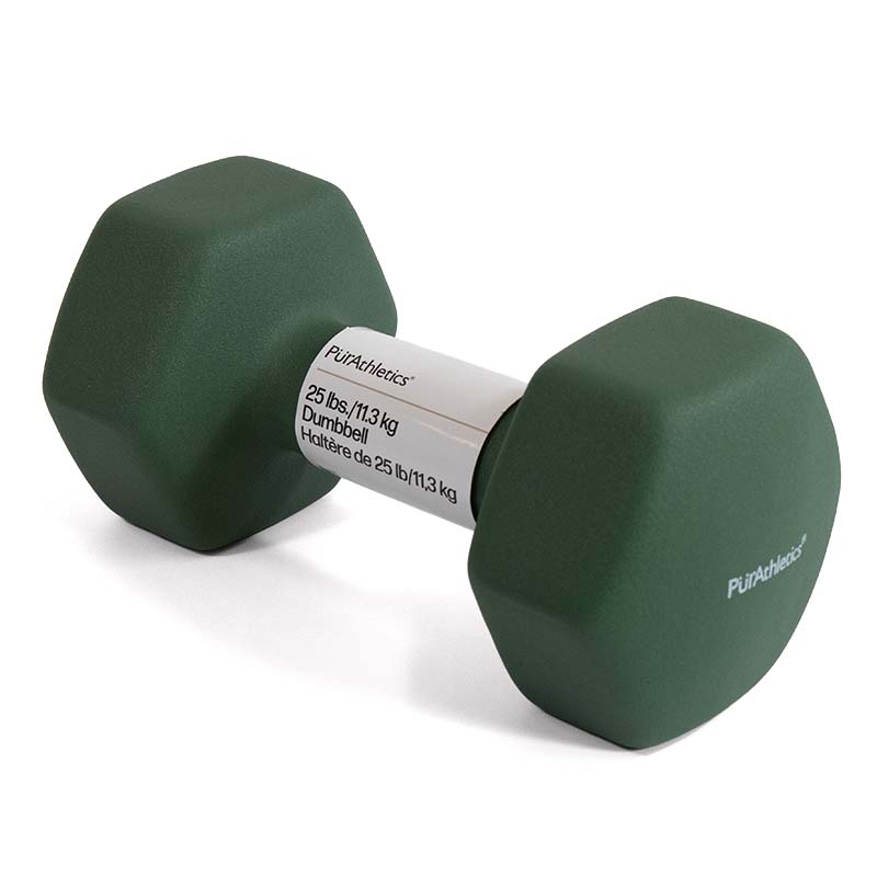 25 lbs/11.3 kg Dumbbell Forest Green with Label